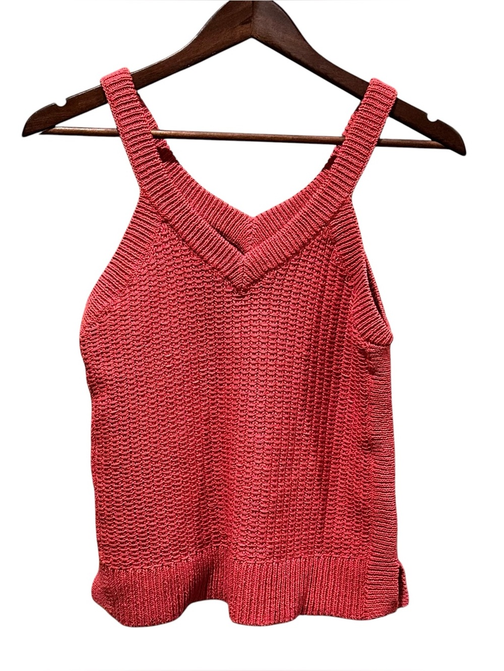 Madewell Chunky Knit Tank Top Coral V Neck Women’s Size Small